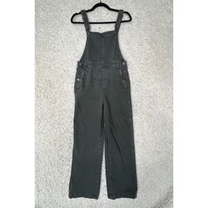 Aerie Black Wash Wide-Leg Denim Overalls Jumpsuit